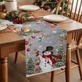 thumbnail image 3 of Grey Christmas Dresser Scarf Farmhouse, Dining Table Decorations for Wedding/Parties, Snowman Xmas Tree Ball Snowflake Winter Wooden Table Runner 72 Inches Long for Kitchen Dining, 14 x 72 In, 3 of 9