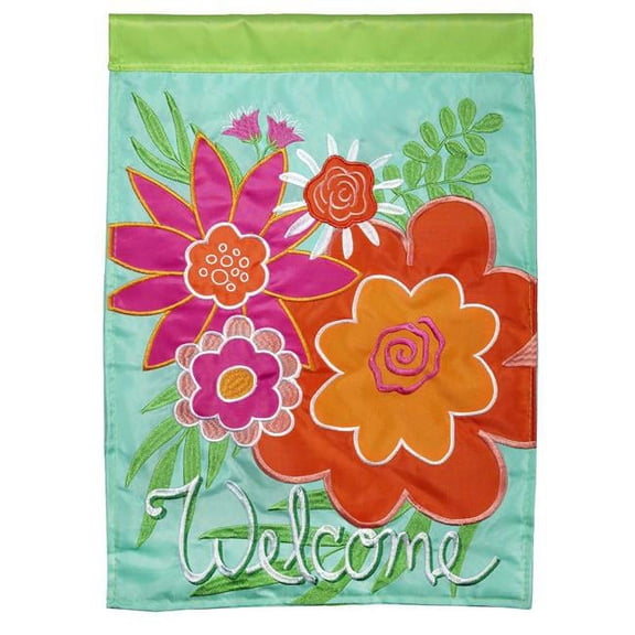 13 x 18 in. Welcome Summer Floral Polyester Garden Flag