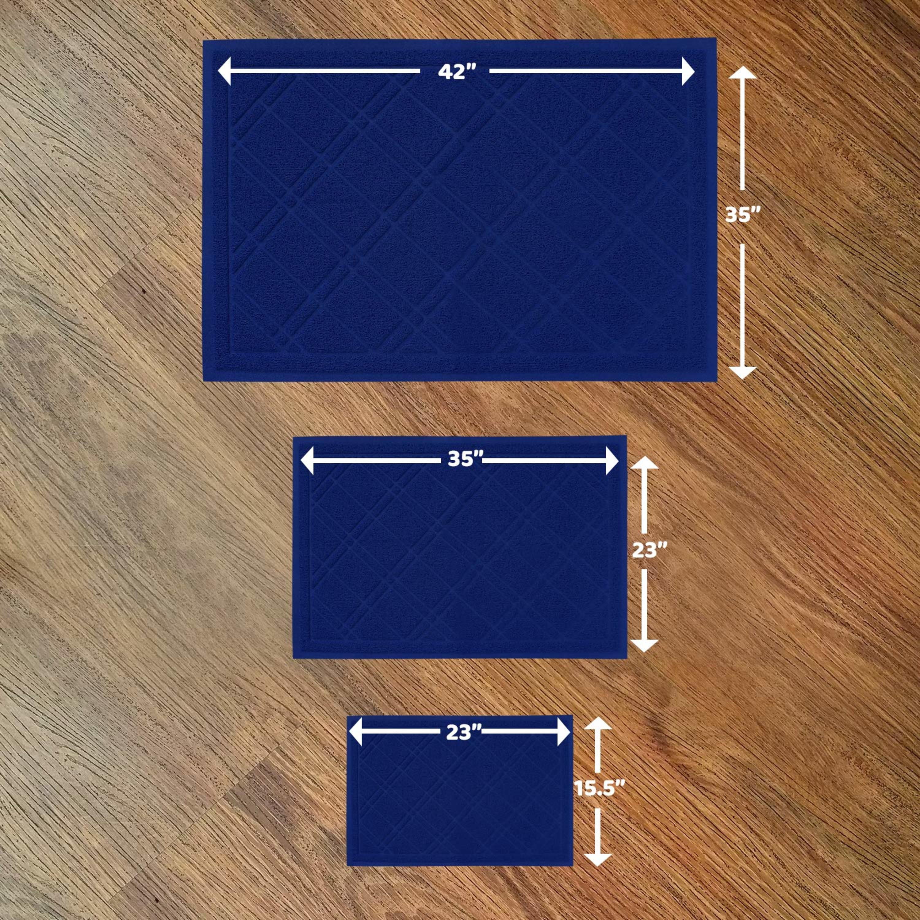 Downtown Pet Supply Non Slip and Washable Cat Litter Mat 35" x 42", Blue