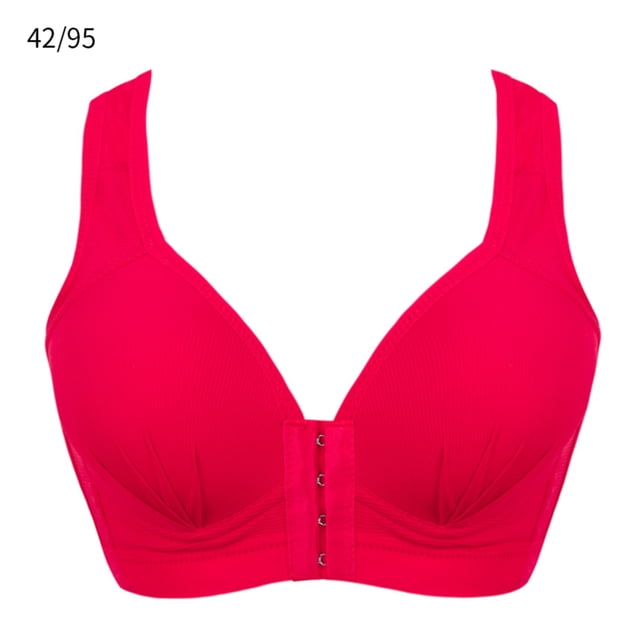 Sujetador Inalámbrico Transpirable Hebilla Frontal Correa Ancha Ropa Interior Delgada para Mujer Niña, Rojo, 42/95 Jumpingount AP001203-40