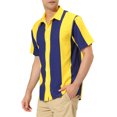 thumbnail image 4 of MODA NOVA Big & Tall Men's Beach Striped Button Down Color Block Shirts Navy Yellow 3XLT, 4 of 6