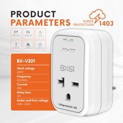 FEFEDFAA-220V Surge Protector Electronic Voltage Protector for Home Appliance Surge Protector for Refrigerators One Outlet Plug 20A,4400W, White