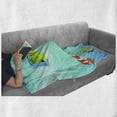 thumbnail image 6 of Ocean Soft Flannel Fleece Blanket, Nautical Navy Deep Sealife Image with Exotic Tropical Exotic Little Fish, Cozy Plush for Indoor and Outdoor Use, 60" x 80", Blue Orange and Yellow, by Ambesonne, 6 of 6