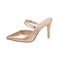 thumbnail image 2 of CQONEPT Pointed Toe Ankle Strap Slingback Heels for Womens Stiletto Closed Toe Pumps Women Dress Party Mules Sandals Gold 41, 2 of 6