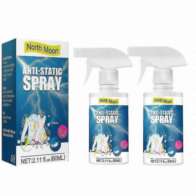 60ml 2pcs Anti-static Spray for Clothes and Hair - Non-hazardous, Safety Static Remover