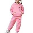 thumbnail image 5 of Gelikeya Girls Graphic Jogging Suits Sweatsuits 2 Piece Set Oversized Hoodie and Sweatpants Fall Winter Clothes (Pink, 6-7 Years), 5 of 8