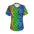 thumbnail image 2 of Uemuo Multicolored Butterflies Printed Women's Classic V-Neck T-Shirt - Soft, Breathable, Moisture-Wicking, Perfect for Casual, Office, Travel, and Everyday Wear-3X-Large, 2 of 5