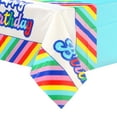 thumbnail image 2 of (6 pack) Retro Rainbow Birthday Plastic Party Tablecloth, 84in x 54in, 2 of 9