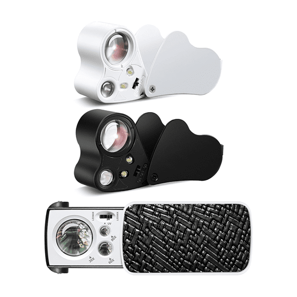 3 Pack Jewelers Loupe, 30X 60X 90X Illuminated Jewelers Eye Magnifier with UV and Bright LED Light for Gems