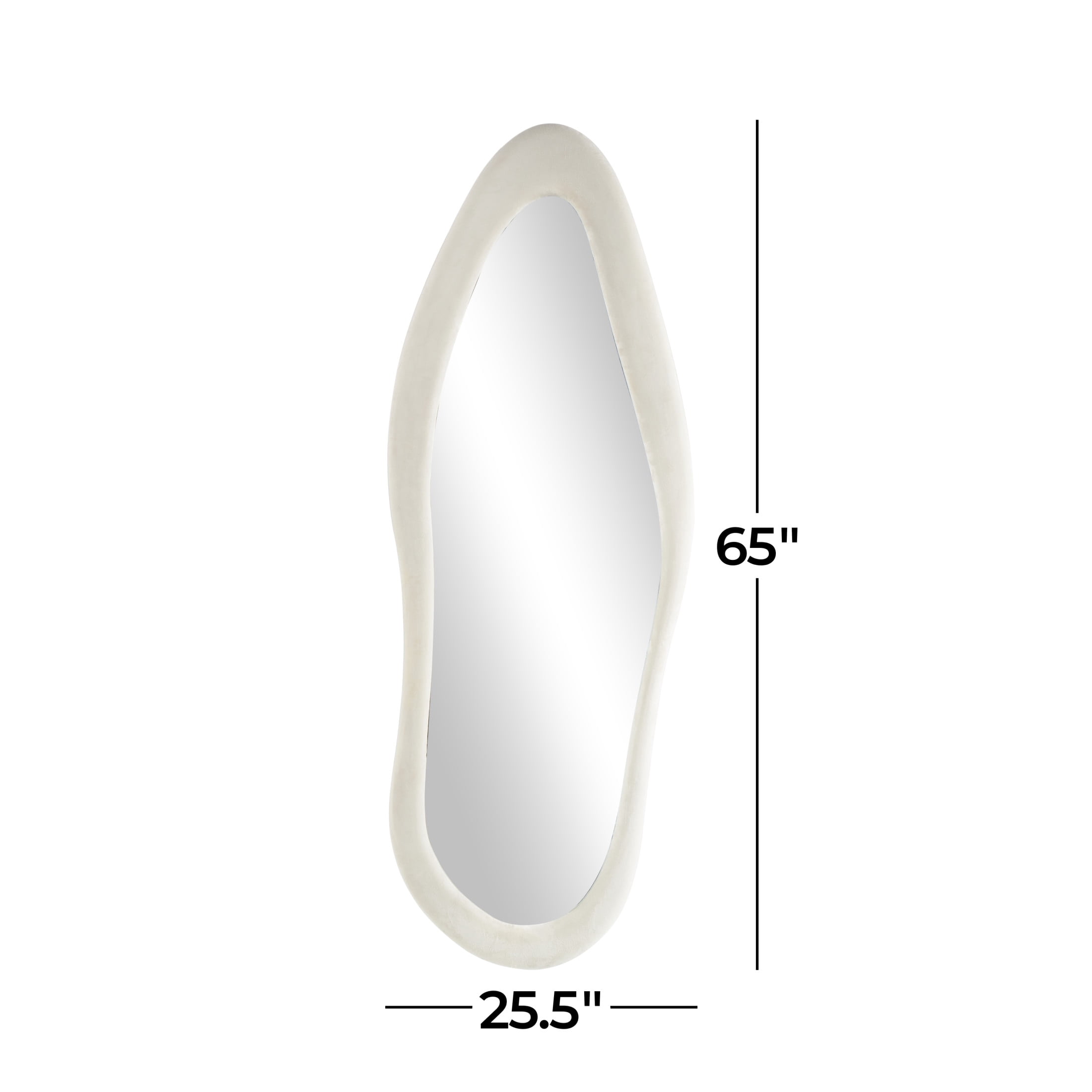 DecMode 26" x 65" White Wavy Abstract Wall Mirror