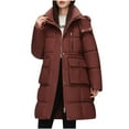 thumbnail image 2 of jtjvou Women Long Puffer Coat Winter Warm Hooded Jacket Long Full Length down Jacket with Pockets Red XXL, 2 of 8