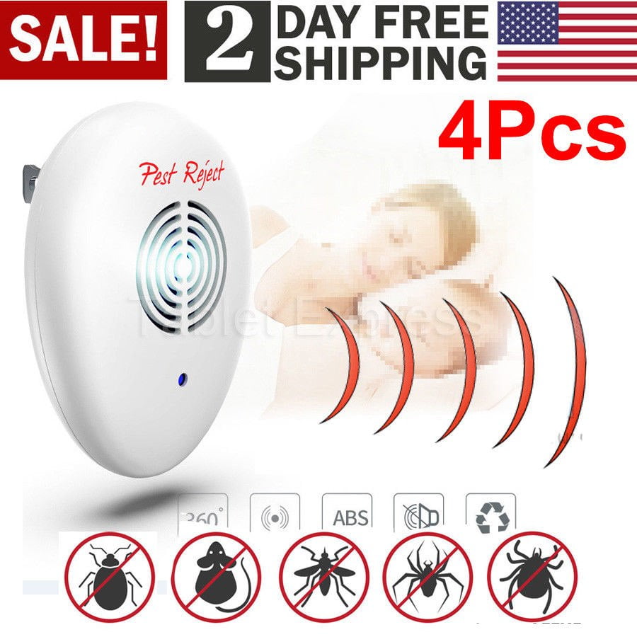 4X Electronic Ultrasonic Pest Reject Mosquito Cockroach Mouse Killer Repeller DE 