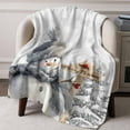 thumbnail image 6 of Grey Merry Christmas Snowman Throw Blankets, Xmas Tree Winter Snowscape Soft Fleece Blanket Decorative for Home Sofa Couch Chair Living Bedroom, 50x60 inches,, 6 of 8