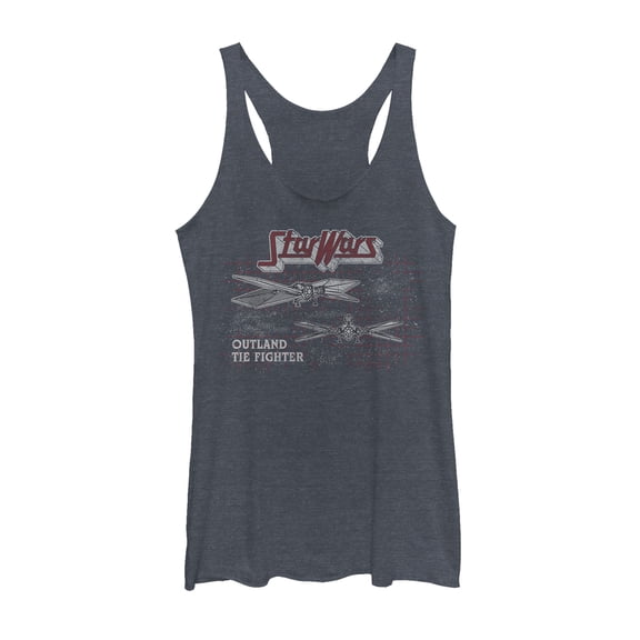 Women's Star Wars: The Mandalorian Outland Tie Fighter Racerback Tank Top Navy Blue Heather Small