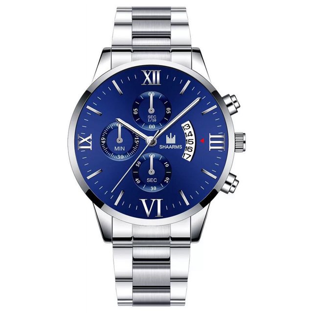 Reloj de cuarzo con correa de acero para hombre, reloj de negocios de tres ojos, falso, de moda, de escala simple