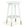 thumbnail image 1 of Costway Table d'Appoint Ronde avec Tablette de Rangement Décoration Intérieure Table d'Appoint Blanche, 1 of 10
