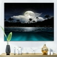 thumbnail image 2 of Green Beach Under Tropical Full Moon 32 in x 24 in Painting Canvas Art Print, by Designart, 2 of 4