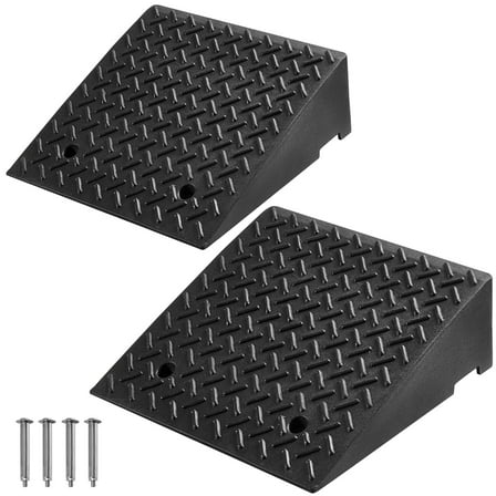 KFFKFF Durable Driveway Curb Ramp, 7000 lbs Capacity, 7-Inch Rise Height Bridge Ramp with Drainage Channel for Wheelchairs, Strollers, Motorcycles, Cars, Lawn Equipment & Trailers, Set of 2
