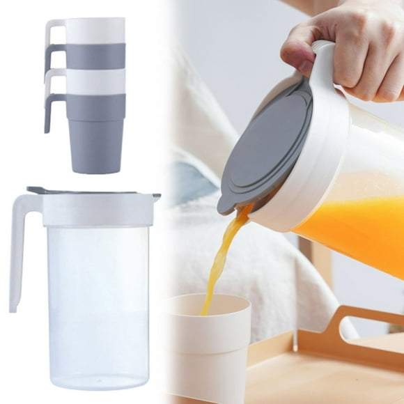 64oz 2 Quart Water Pitcher with lid, one kettle with four cups, BPA-Free, used for brewing hot and cold drinks,Unbreakable Plastic Water Pitcher with Lid, suitable for indoor and outdoor trave