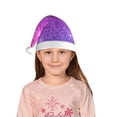 thumbnail image 5 of Honeii Purple Glitter Print Hat Santa Claus Hat For Xmas Party, Christmas Caps For Boys Girls Child,Christmas Beanie, 5 of 6