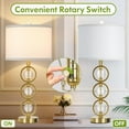thumbnail image 3 of Set of 2 Modern Gold Table Lamps with 2 USB Charging Ports, 27“ Tall Crystal Bedside Nightstand Lamp with White Fabric Shade, Glass Desk Lamp with Rotary Switch for Living Room Bedroom Office Study, 3 of 14