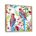 thumbnail image 3 of Designart 'Rosella Birds Sitting On Flowers Tree Branch' Traditional Framed Canvas Wall Art Print, 3 of 5