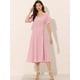 thumbnail image 4 of Vestido fruncido para mujer Allegra K con mangas abullonadas cuadros Rosa M, 4 of 6