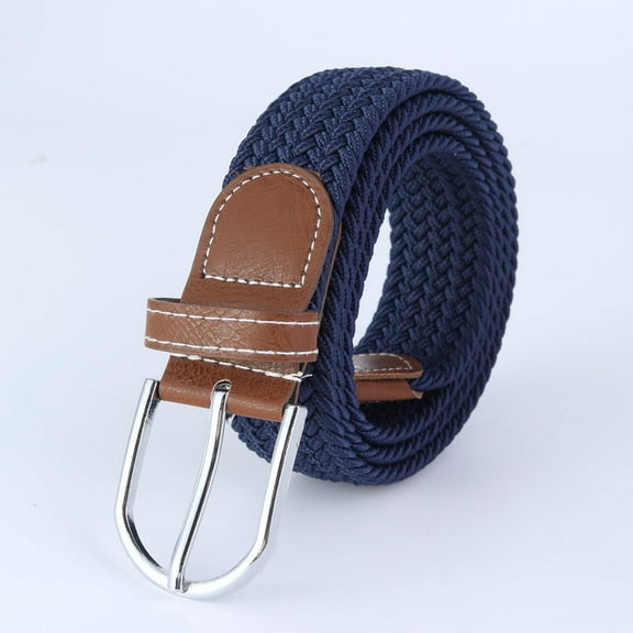 Janrevotw 1 Piece Stretch Woven Belt Casual Pin Buckle Women'S Canvas Trouser Belt Men'S Elastic Belt 105cm (Navy Blue)