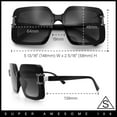 thumbnail image 4 of Womens Rimless Designer Fashion Oversized Rectangular Plastic Sunglasses Black - Smoke, 4 of 8