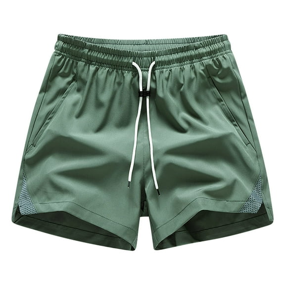 Mens Shorts Athletic Solid Color Ice Silk Breathable Outdoor Casual Sports Shorts Army Green XXXL