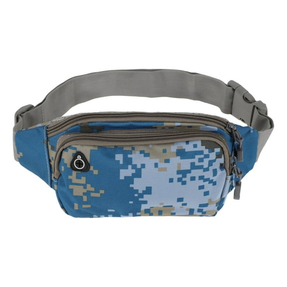 Unique Bargains 1 Pc Waterproof Running Belt Camouflage Sports Waist Bag for Sports Phone Keys Blue