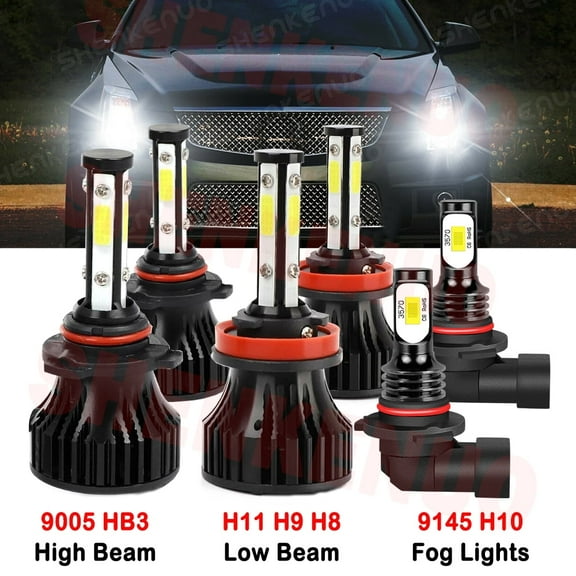 H11 9005 High&Low Beam for Cadillac SRX 2010 2011 2012 2013 2014 2015 2016 LED Headlights 9145 H10 Fog Lights 6pcs