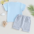 thumbnail image 3 of Bagilaanoe 2pcs ToddlerBaby Boy Shorts Set Short Sleeve Letter Print T Shirt Tops + Shorts 6M 12M 18M 24M 3T Kids Casual Summer Clothes, 3 of 7