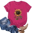 thumbnail image 4 of vigerkar Women's Sunflower Graphic T-Shirts Boho Wildflowers Tee Tops Summer Vintage Short Sleeve Casual Holiday Tops (Hot Pink, M), 4 of 5