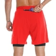 thumbnail image 2 of FEDTOSING Men's 2 in 1 Running Shorts Red Quick Dry Athletic Shorts With Pockets,up to 3XL, 2 of 7