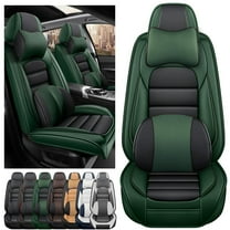 AFUNTIO Luxury Seat Covers for Nissan 99% Models,2PCS Leather Car Seat Cushions,Waterproof Car Sit Protectors,Nonslip Interior Accessories(Black and Green)