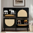 thumbnail image 3 of Zimtown Rattan Shoe Cabinet 2 Rows 4 Drawers, Holds 24 Pairs, Adjustable Shelves for Entrance Hallway, Black, 3 of 12