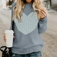 thumbnail image 2 of Jalioing Knitted Undershirt for Women Round Neck Long Sleeve Heart Printed Trendy Pullover Sweater (XX-Large, Gray), 2 of 6