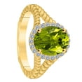 thumbnail image 3 of Mauli Jewels Rings for Women 1.45 Carat Diamond And Oval Shape Peridot Ring 4 Prong 10KYG, 3 of 6