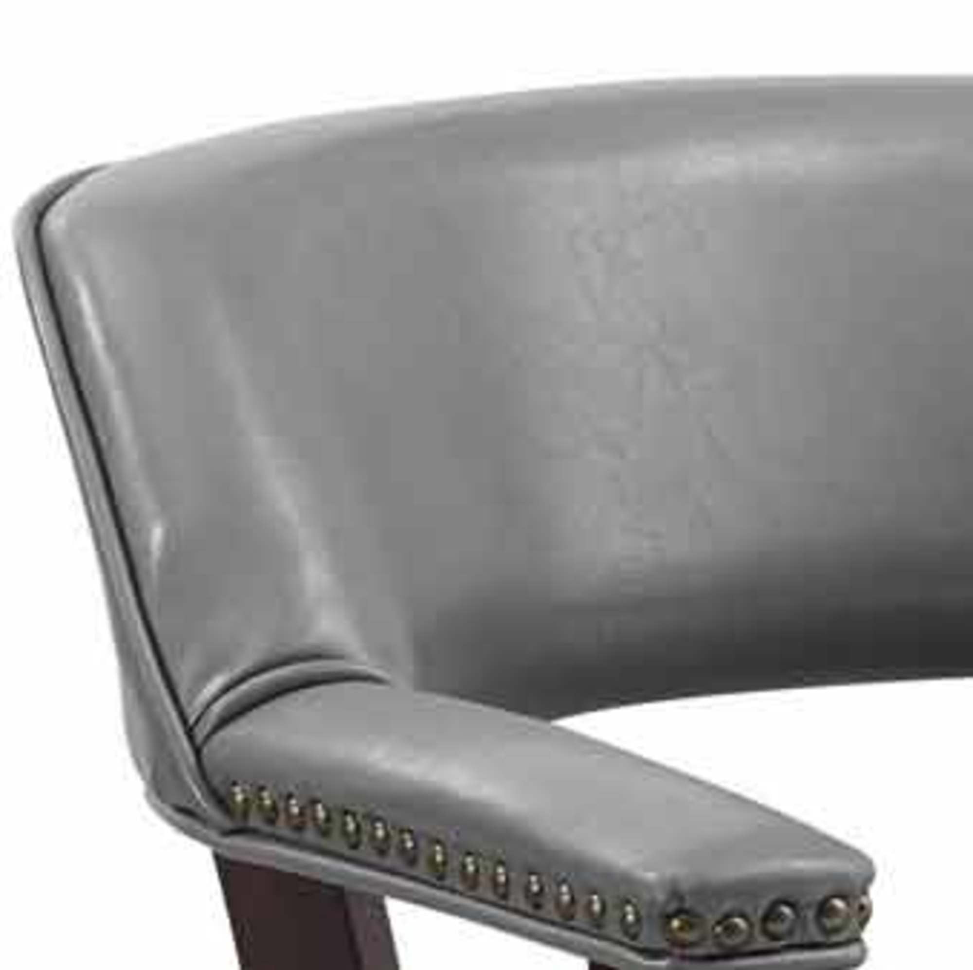 Steve Silver Tournament Faux Leather Dining Chairs with Arms, Gray