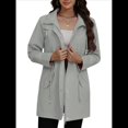 thumbnail image 2 of Chaqueta Impermeable para Mujer, Impermeable, con Capucha, Ligera, Plegable y Cortavientos Gris S, 2 of 10