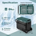 thumbnail image 3 of Costway Dual Zone 12V Car Refrigerator 64QT Portable Compressor Fridge Freezer (-4℉~68℉)  for RVs Green, 3 of 11