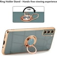 thumbnail image 4 of Electroplated Magnetic Ring Holder Case, 360 Degree with Rotation Metal Finger Ring Holder Magnet Car Holder Soft Silicone Shockproof Cover for Samsung Galaxy S21 FE - Gray, 4 of 12