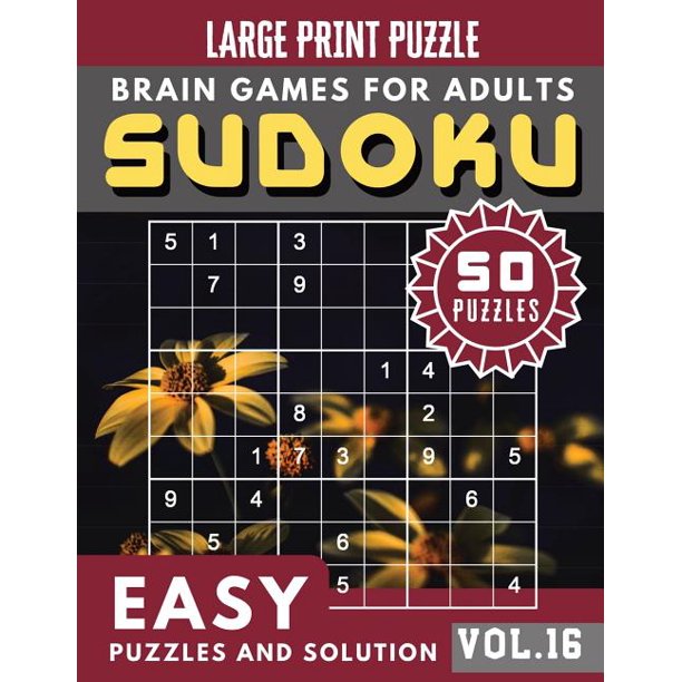sudoku brain games puzzles book large print easy sudoku
