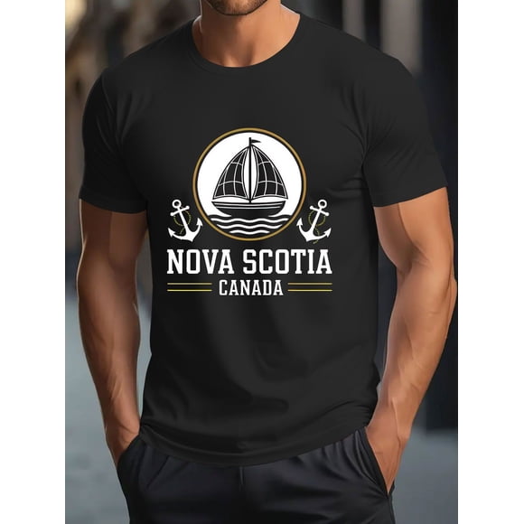 Nova Scotia Canada Sailboat Anchor Nautical Theme Unisex T-Shirt V616, up to Size 5XL