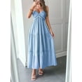 thumbnail image 2 of Women'S Shalterneck Maxi Dress Summer Sleeveless Dress Casual Boho Backless Flowy Long Dresses Blue XL, 2 of 6