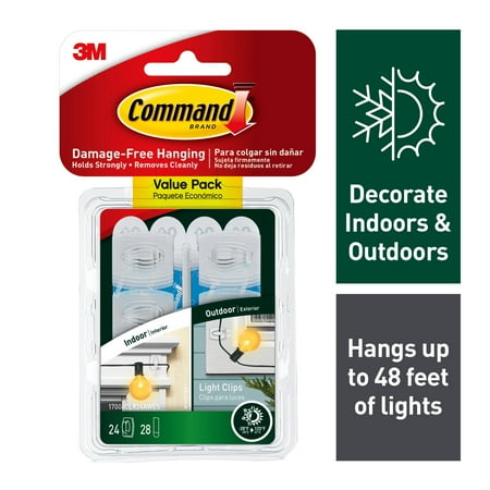 Command Indoor/Outdoor Light Clips, 24 hooks, 28 strips (17006CLRAW24ES)