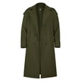 thumbnail image 4 of Mens Oversized Notched Long Faux Wool Blend Trench Coat Double Breasted Knee Length Lapel Winter Jacket(AG-L), 4 of 6