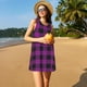 thumbnail image 3 of Fotbe Purple Black Plaid Vestido de Verano sin Mangas para Mujer – Vestido Midi Línea A, Estilo Camiseta Floral, Vestido Playero Casual y Fluido, 3 of 7