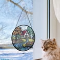 thumbnail image 5 of Boho Colorful Cottage by The River Stained Glass Window Hanging Window Suncatcher Glass Panel with Metal Chain Sun Catchers Wall Art Home Decor Gift for Women Mother's Day,, 5 of 6
